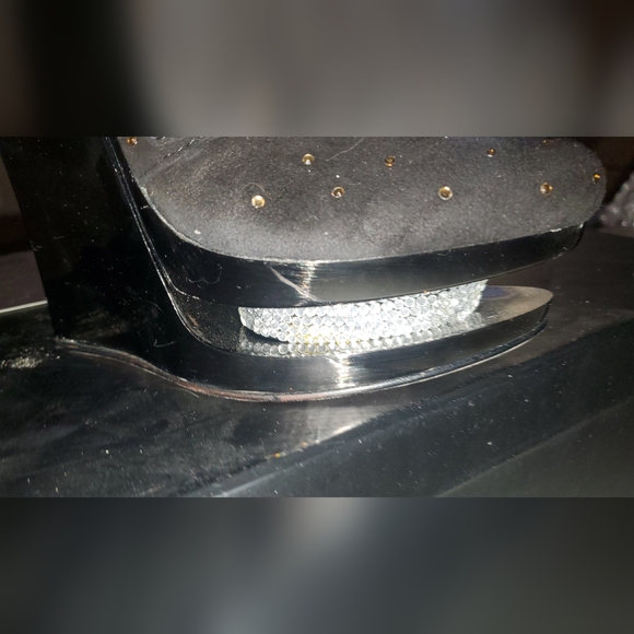 Ziginy Black Label leather rhinestone Studded Embellished Wedged Platforms sz 7 - Picture 7 of 12